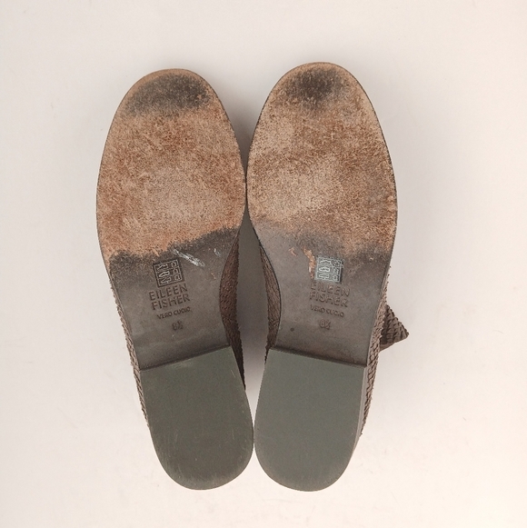 Eileen Fisher Leaf Leather Snake Embossed Ankle Bootie - Picture 6 of 7